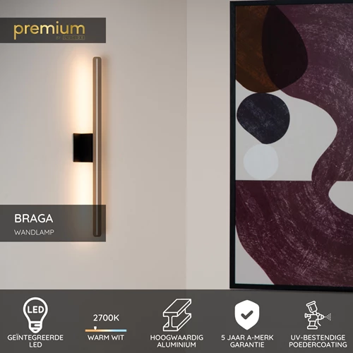 Lucide BRAGA - Wandlamp Binnen/Buiten - LED - 1x10W 2700K - IP54 - Koffie | Premium - USP